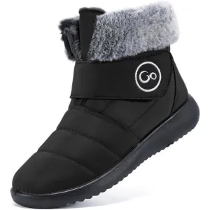 ✨ Aomigoct Snow Boots Women Black Oxford cloth Fur Lined Warm Comfortable Boots