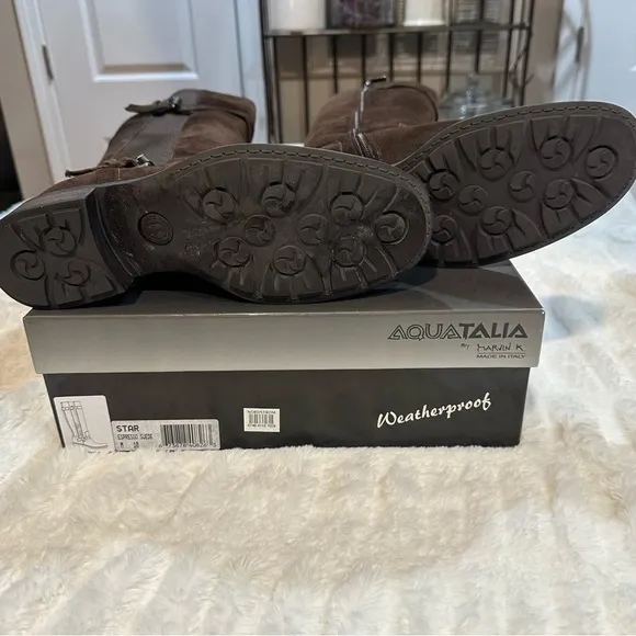 -Aquatelia by Marvin K Star Waterproof Suede Boots Espresso 10M. Made in …