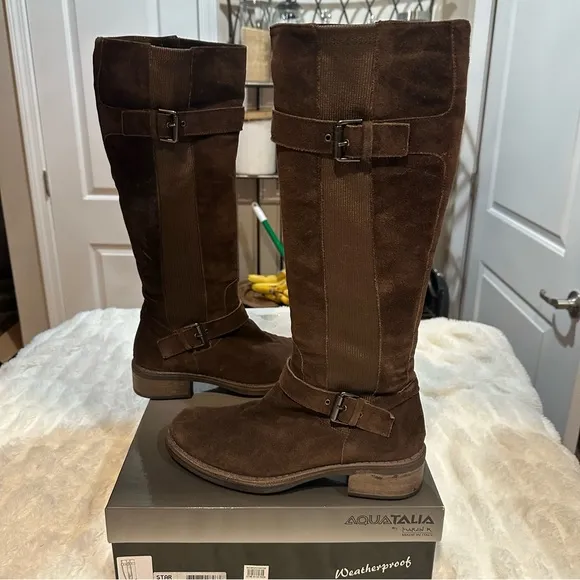 -Aquatelia by Marvin K Star Waterproof Suede Boots Espresso 10M. Made in …