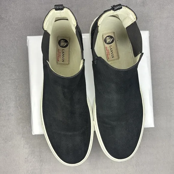 🔥🔥🔥 Lanvin black Suede Men Ankle Chelsea Boot Sneaker Shoes Size: 8 US/ 41EU🔥🔥🔥