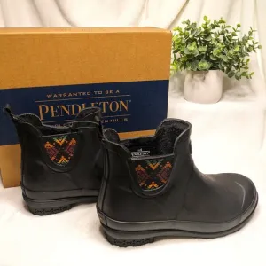 🌸 Pendleton Chelsea Patterned Rainboot Waterproof &amp; Traction Sole Black SIZE 6