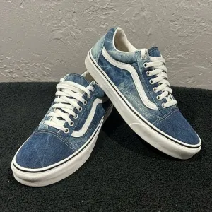 🔥🔥 VANS OLD SKOOL DENIM CANVAS &quot;NAVY BLUE CHAMBRAY&quot; Shoes Men Sz 8 / Women 9.5