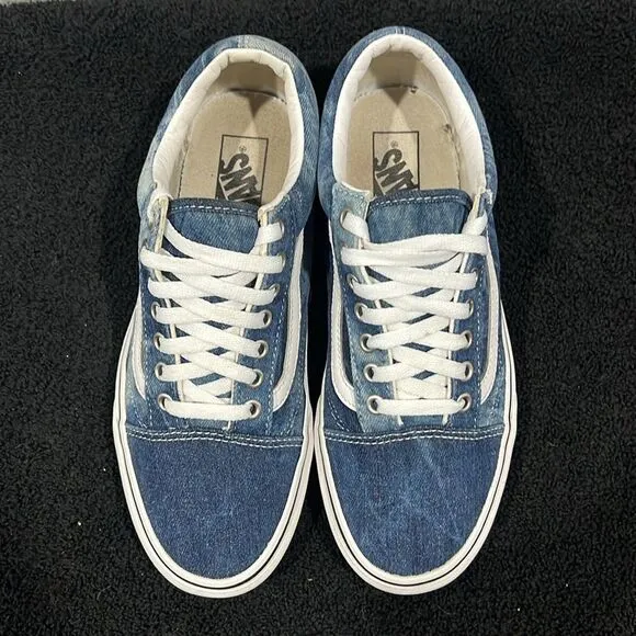 🔥🔥 VANS OLD SKOOL DENIM CANVAS &quot;NAVY BLUE CHAMBRAY&quot; Shoes Men Sz 8 / Women 9.5