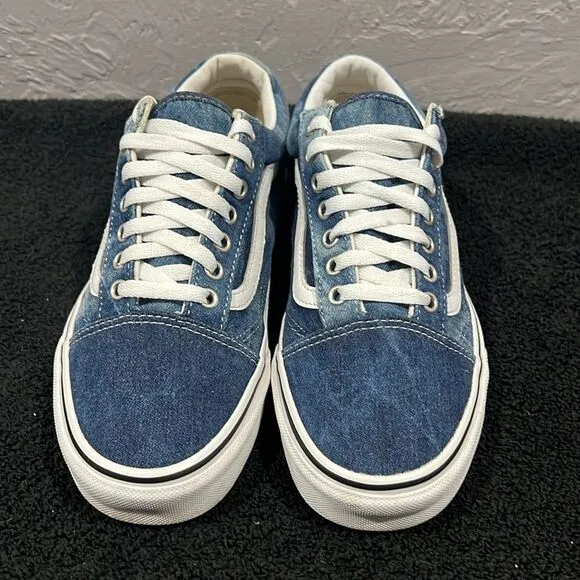 🔥🔥 VANS OLD SKOOL DENIM CANVAS &quot;NAVY BLUE CHAMBRAY&quot; Shoes Men Sz 8 / Women 9.5