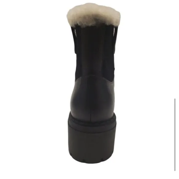 $259 Marc Fisher Women Nalina Leather Sherpa Boots Black Size 6 New