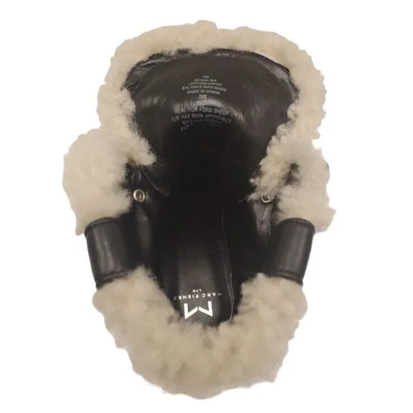 $259 Marc Fisher Women Nalina Leather Sherpa Boots Black Size 6 New
