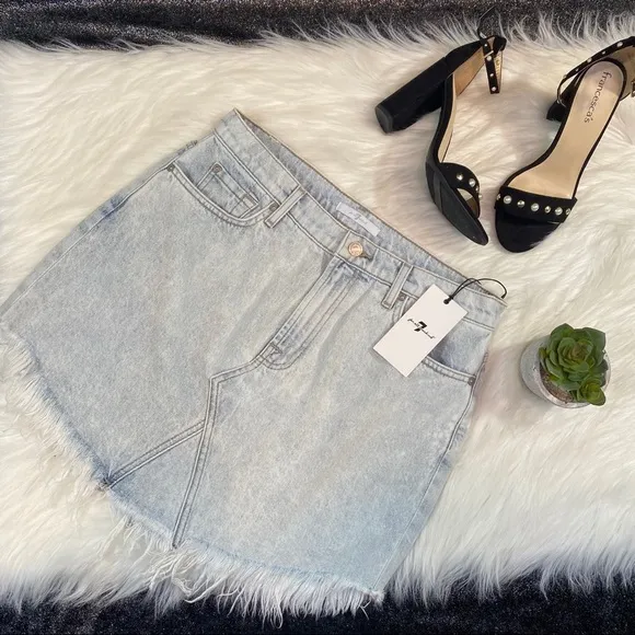7 For All Mankind Denim Ripped skirt