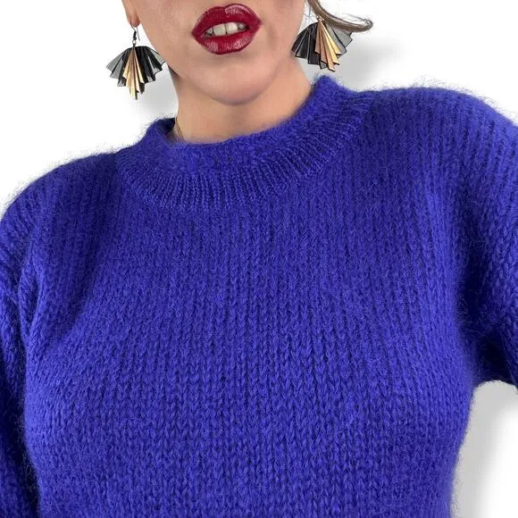 80's purple mohair and wool blend crewneck sweater by RAFAELLA