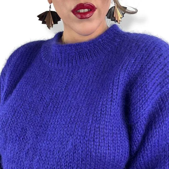 80's purple mohair and wool blend crewneck sweater by RAFAELLA