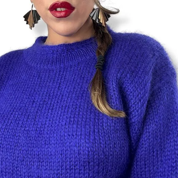 80's purple mohair and wool blend crewneck sweater by RAFAELLA