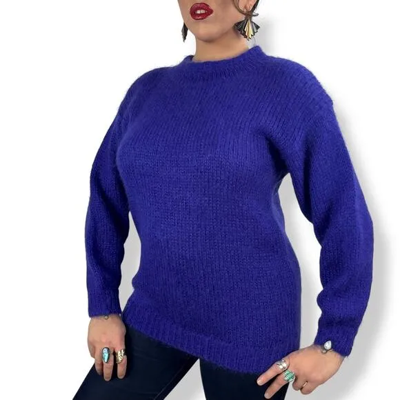 80's purple mohair and wool blend crewneck sweater by RAFAELLA