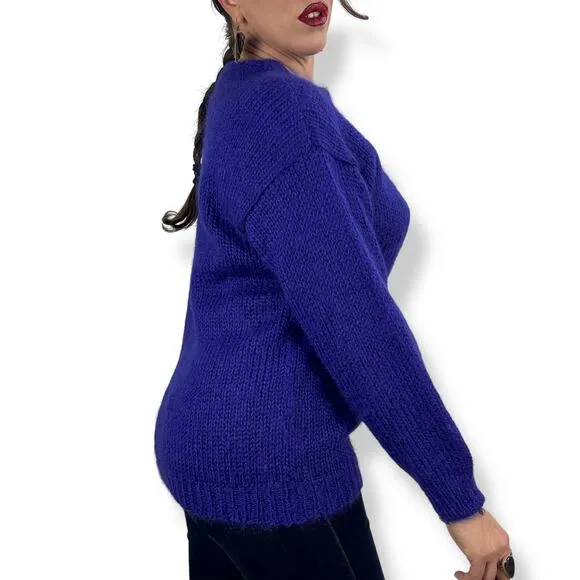 80's purple mohair and wool blend crewneck sweater by RAFAELLA