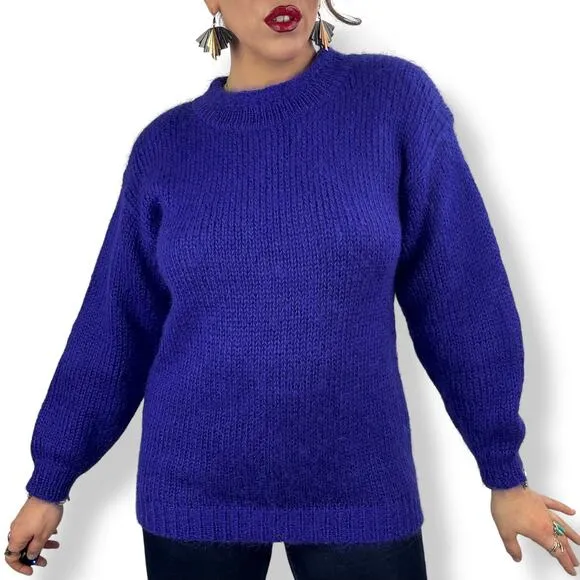 80's purple mohair and wool blend crewneck sweater by RAFAELLA