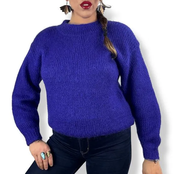 80's purple mohair and wool blend crewneck sweater by RAFAELLA