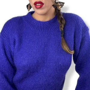 80's purple mohair and wool blend crewneck sweater by RAFAELLA