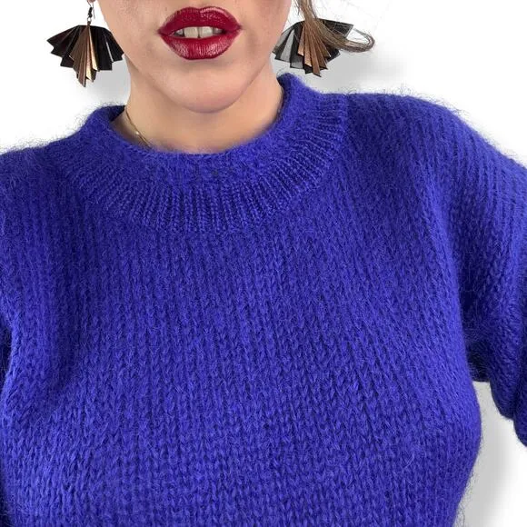 80's purple mohair and wool blend crewneck sweater by RAFAELLA