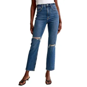 Abercrombie &amp; Fitch Ultra High Rise Ankle Straight Jean Medium Blue Women 29s