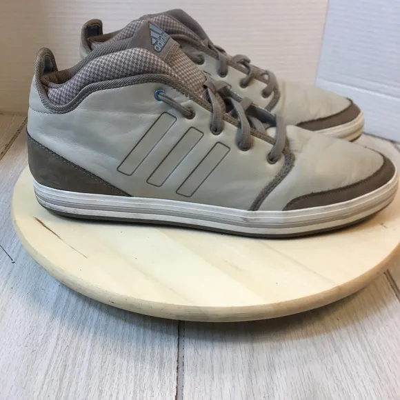 Adidas Beige 3 Stripe Sneakers Athletic Shoes Men Size 13. G12296