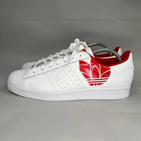 Adidas Men's Size 12 Superstar Trefoil Print / Scarlet Low Sneakers