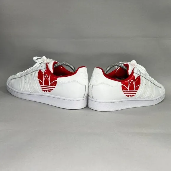 Adidas Men's Size 12 Superstar Trefoil Print / Scarlet Low Sneakers