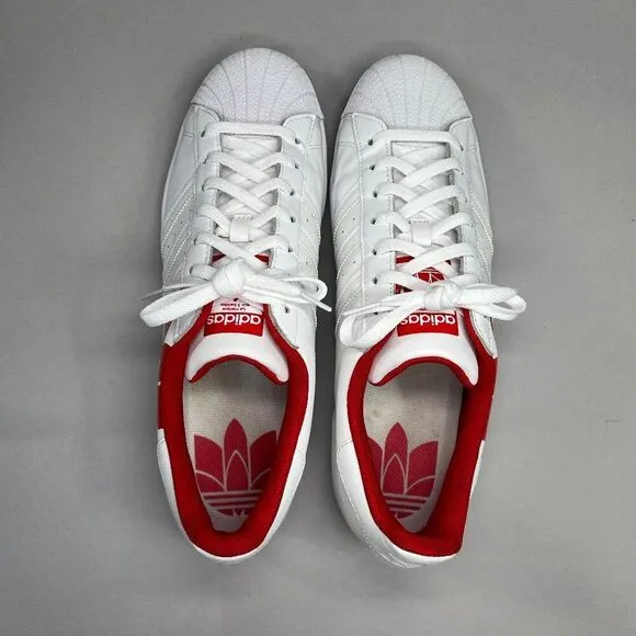 Adidas Men's Size 12 Superstar Trefoil Print / Scarlet Low Sneakers