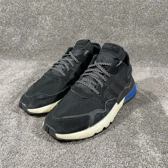 Adidas Nite Jogger Boost Athletic Running Shoes Black Blue FW5331 Mens Size 13
