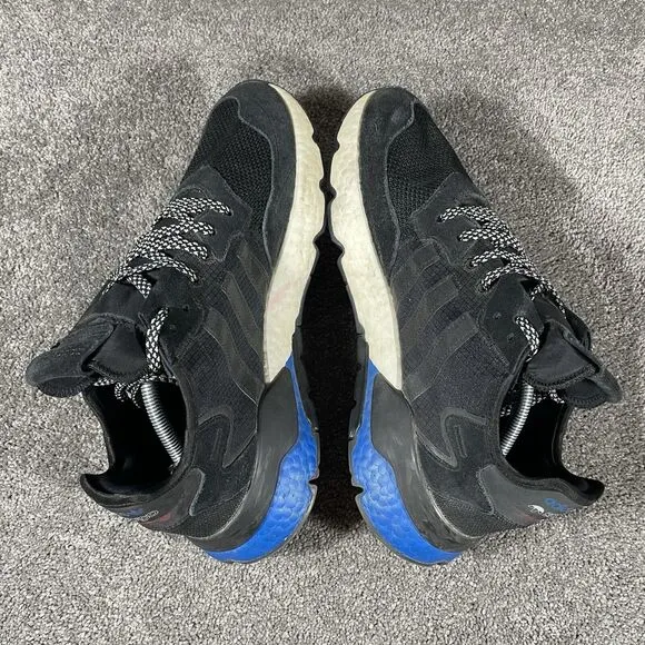 Adidas Nite Jogger Boost Athletic Running Shoes Black Blue FW5331 Mens Size 13