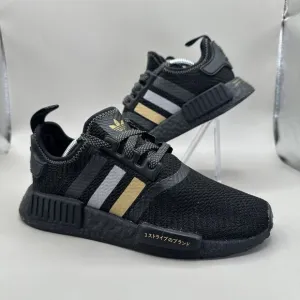 Adidas NMD R1 Sneakers Shoes Black Gold Metallic Shoes FW3324 Mens Size 4 US