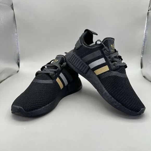 Adidas NMD R1 Sneakers Shoes Black Gold Metallic Shoes FW3324 Mens Size 4 US