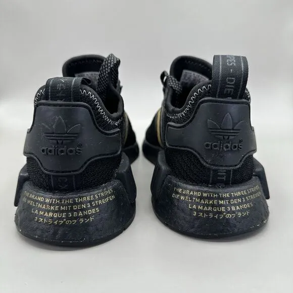 Adidas NMD R1 Sneakers Shoes Black Gold Metallic Shoes FW3324 Mens Size 4 US