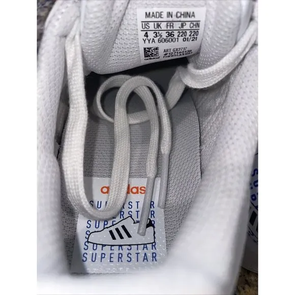 Adidas Originals Superstar Shoes New White Multicolor GX2717 Male Size 4 Unisex