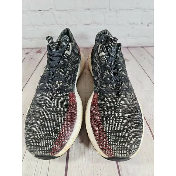 Adidas Pure Boost Go Gray Black Red Athletic Running Shoes Men's Size 13