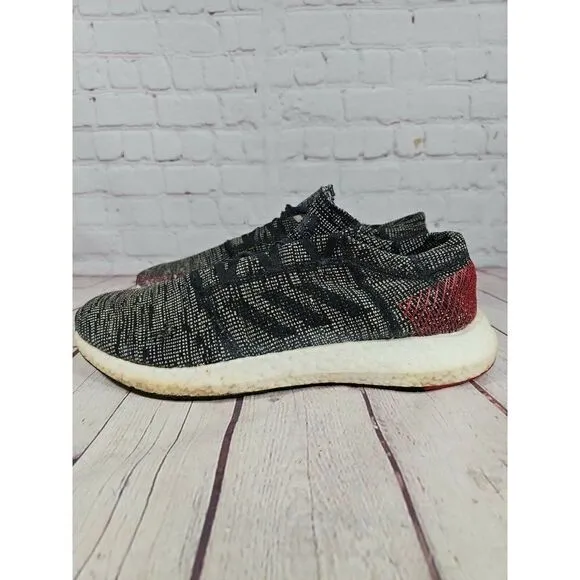 Adidas Pure Boost Go Gray Black Red Athletic Running Shoes Men's Size 13