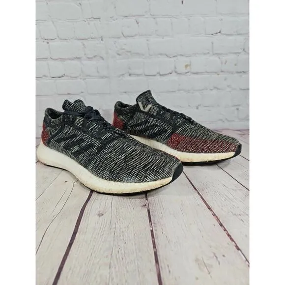 Adidas Pure Boost Go Gray Black Red Athletic Running Shoes Men's Size 13
