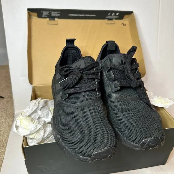Adidas Size 7.5 Men's NMD R1 Triple Black Low Top Sneaker Shoes Athletic