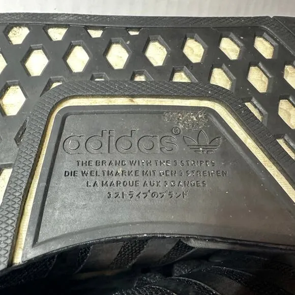 Adidas Size 7.5 Men's NMD R1 Triple Black Low Top Sneaker Shoes Athletic
