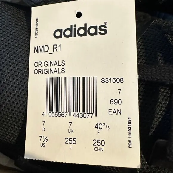 Adidas Size 7.5 Men's NMD R1 Triple Black Low Top Sneaker Shoes Athletic