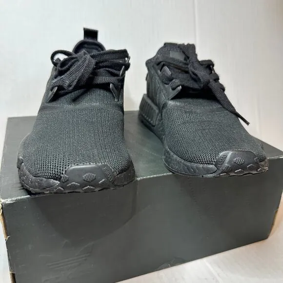 Adidas Size 7.5 Men's NMD R1 Triple Black Low Top Sneaker Shoes Athletic