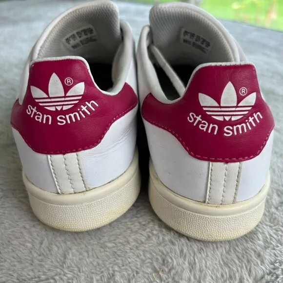 Adidas Stan Smith White &amp; Red Leather Sneakers Womens 6 Shoes Tenniscore