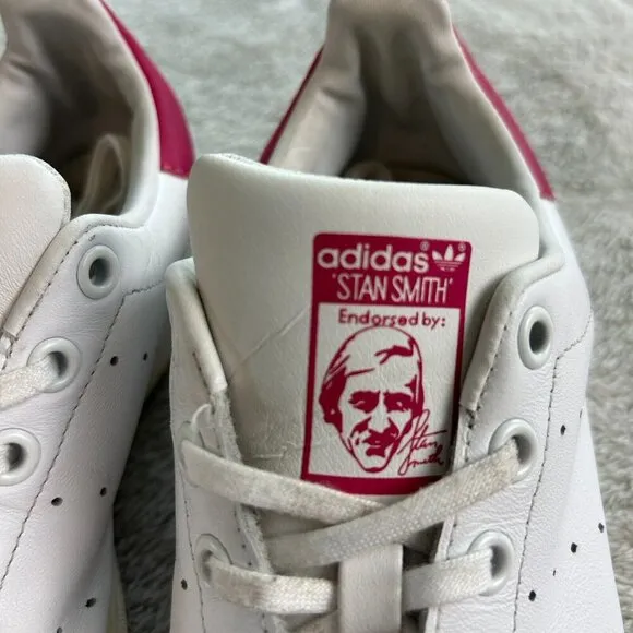 Adidas Stan Smith White &amp; Red Leather Sneakers Womens 6 Shoes Tenniscore