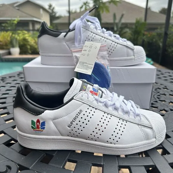 Adidas Superstar Colorful Trefoil Men's Athletic Shoes Cloud White FW5388 Size 8