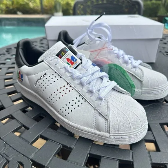 Adidas Superstar Colorful Trefoil Men's Athletic Shoes Cloud White FW5388 Size 8