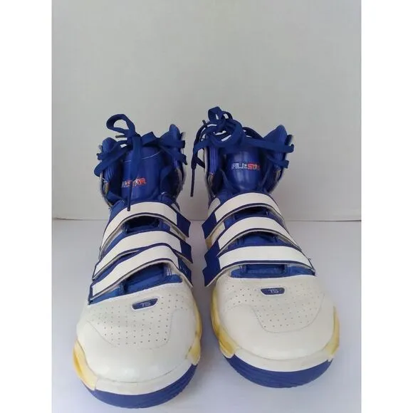 Adidas Vintage Basketball Shoes High Top Blue White Yellow‎ Retro Sneakers
