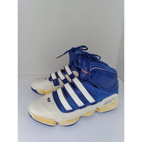 Adidas Vintage Basketball Shoes High Top Blue White Yellow‎ Retro Sneakers