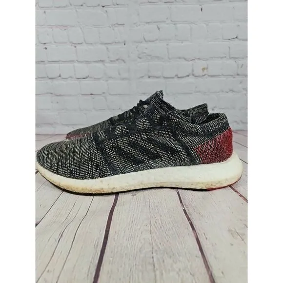 Adidas Pure Boost Go Gray Black Red Athletic Running Shoes Men's Size 13