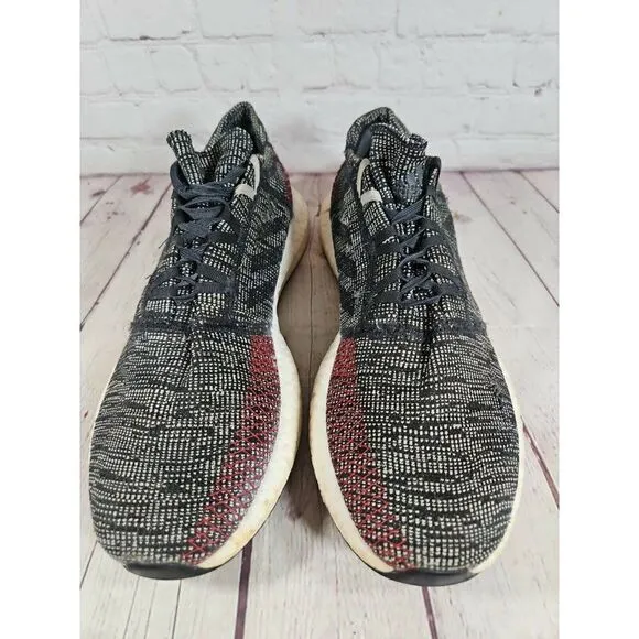Adidas Pure Boost Go Gray Black Red Athletic Running Shoes Men's Size 13