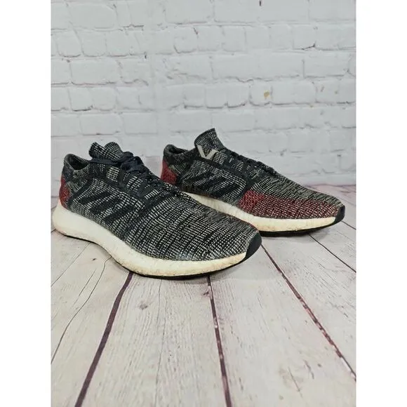 Adidas Pure Boost Go Gray Black Red Athletic Running Shoes Men's Size 13