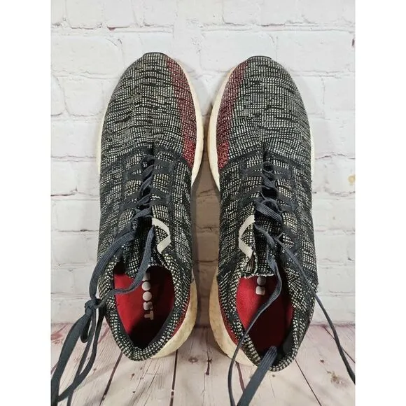 Adidas Pure Boost Go Gray Black Red Athletic Running Shoes Men's Size 13