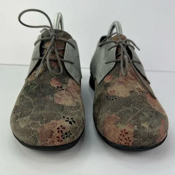 AETREX ERIN Leather Tapestry Floral Lace-Up Oxfords Comfort Shoes 8/39