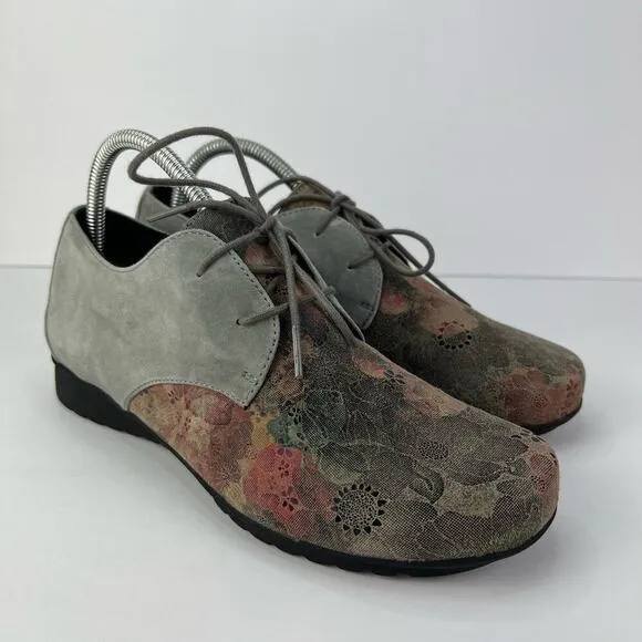 AETREX ERIN Leather Tapestry Floral Lace-Up Oxfords Comfort Shoes 8/39